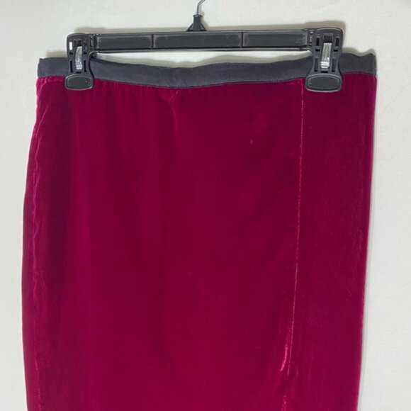 Vintage Dalia Collection Rich Burgundy Velour Pencil Maxi Skirt W Thigh Slit 6 - Picture 5 of 13